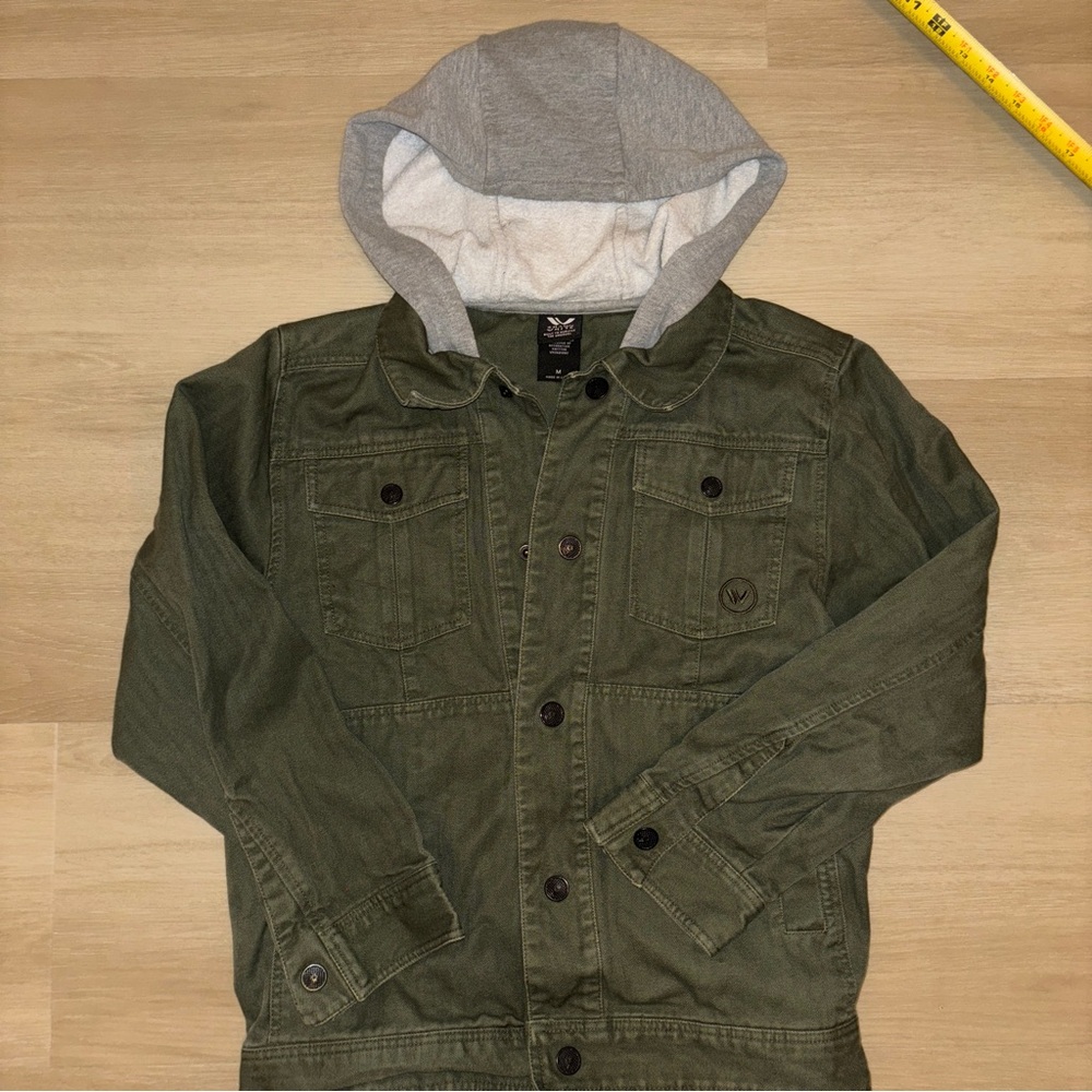Shaun White Green Denim Jacket with Gray Hood